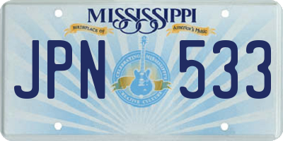 MS license plate JPN533