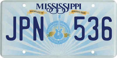 MS license plate JPN536