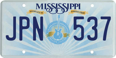 MS license plate JPN537