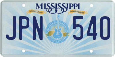 MS license plate JPN540