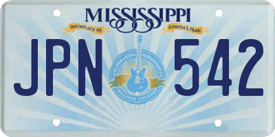 MS license plate JPN542