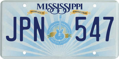 MS license plate JPN547