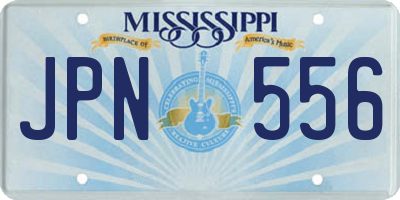 MS license plate JPN556