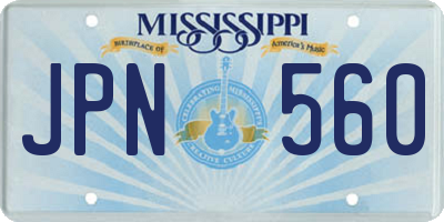 MS license plate JPN560