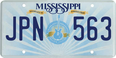 MS license plate JPN563