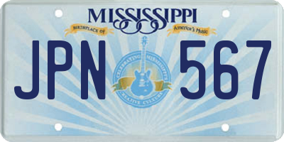 MS license plate JPN567