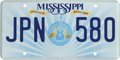 MS license plate JPN580
