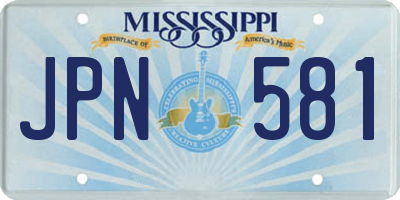 MS license plate JPN581