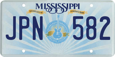 MS license plate JPN582