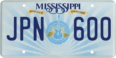 MS license plate JPN600