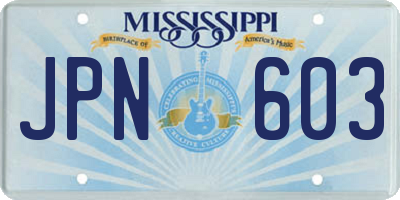 MS license plate JPN603