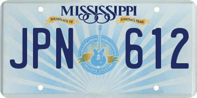 MS license plate JPN612