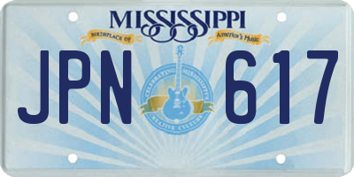 MS license plate JPN617
