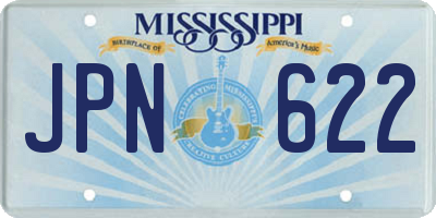 MS license plate JPN622