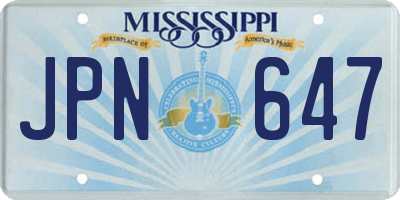 MS license plate JPN647