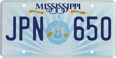 MS license plate JPN650