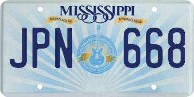 MS license plate JPN668