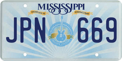 MS license plate JPN669