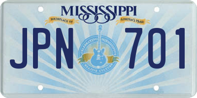 MS license plate JPN701