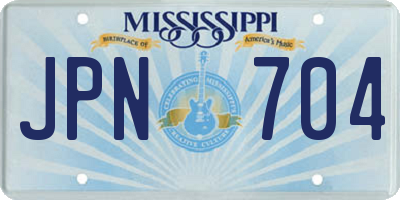 MS license plate JPN704