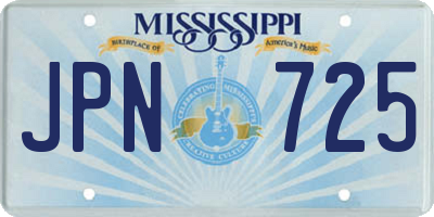 MS license plate JPN725