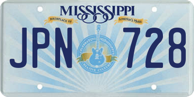 MS license plate JPN728