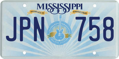 MS license plate JPN758