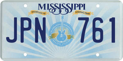 MS license plate JPN761