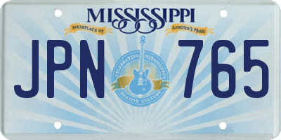 MS license plate JPN765