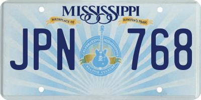 MS license plate JPN768