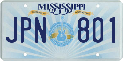 MS license plate JPN801
