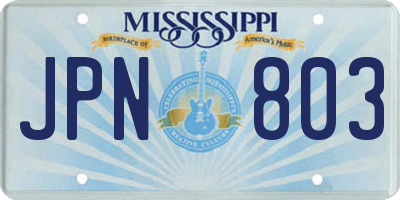 MS license plate JPN803