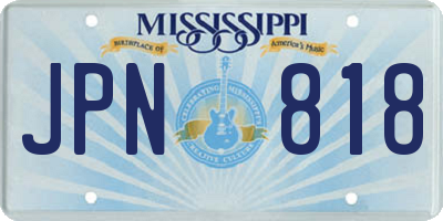 MS license plate JPN818
