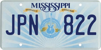 MS license plate JPN822