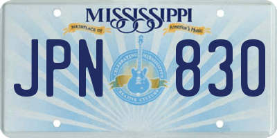 MS license plate JPN830