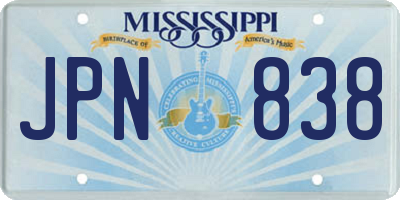 MS license plate JPN838