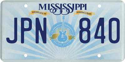 MS license plate JPN840