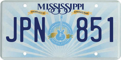 MS license plate JPN851