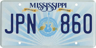 MS license plate JPN860