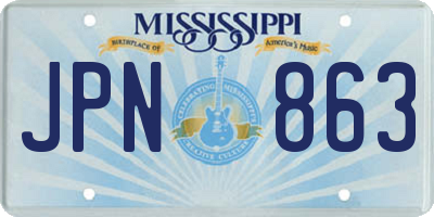 MS license plate JPN863