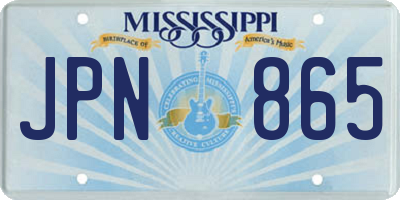MS license plate JPN865