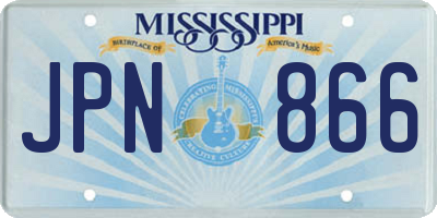 MS license plate JPN866