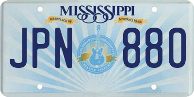 MS license plate JPN880