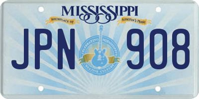 MS license plate JPN908