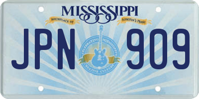 MS license plate JPN909