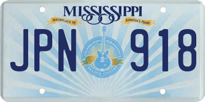 MS license plate JPN918