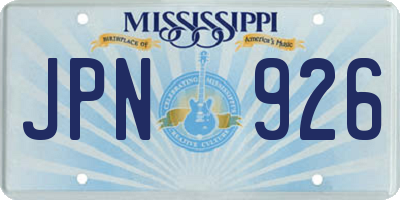 MS license plate JPN926