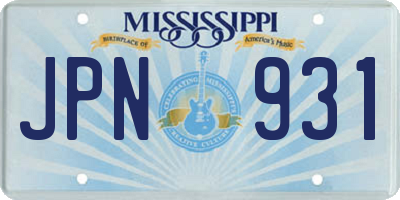 MS license plate JPN931