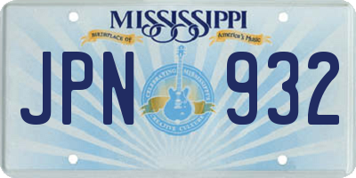 MS license plate JPN932