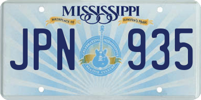 MS license plate JPN935